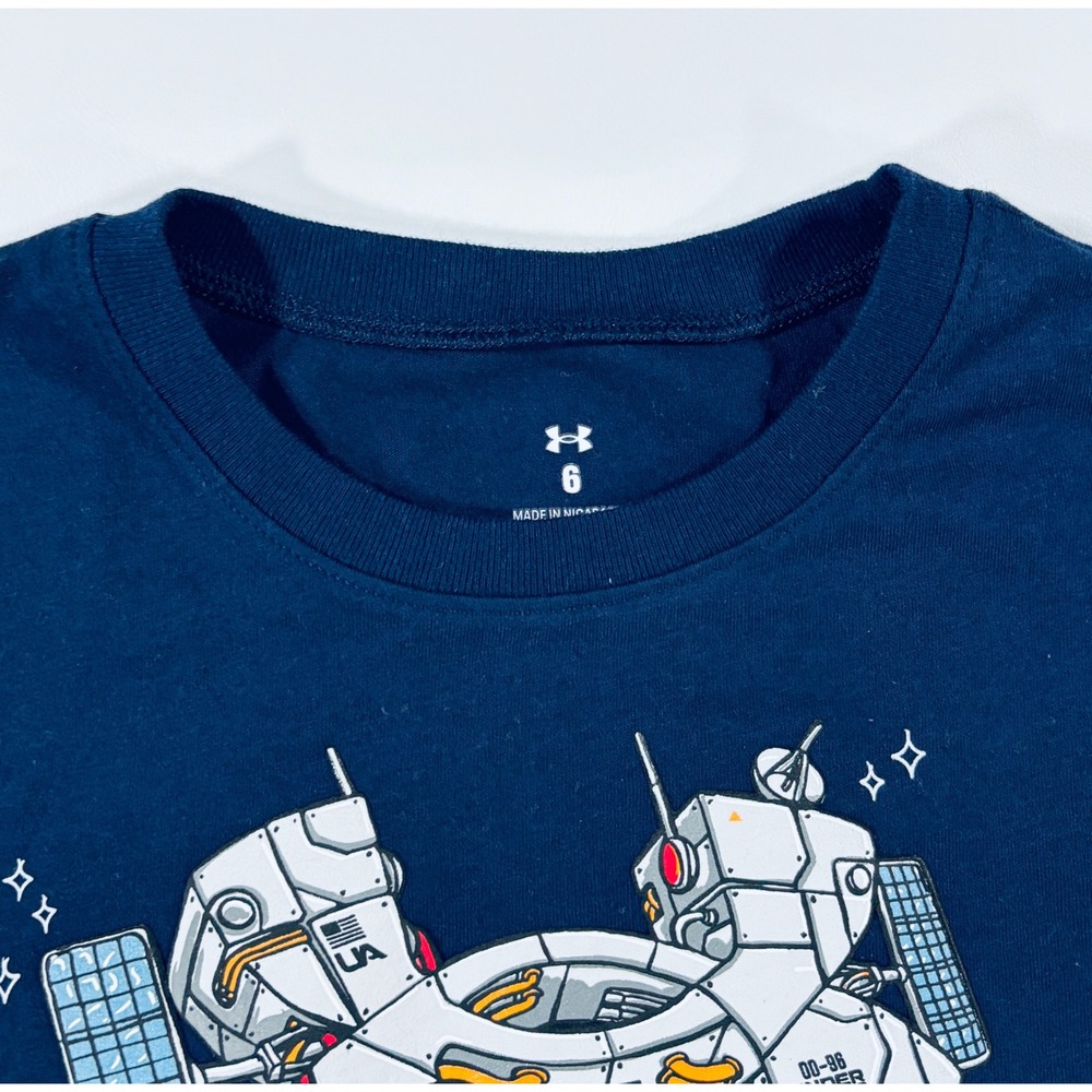 Under Armour Boys Long Sleeve Graphic T-Shirt 2 Pack Space Football Blue Navy - Picture 4 of 10
